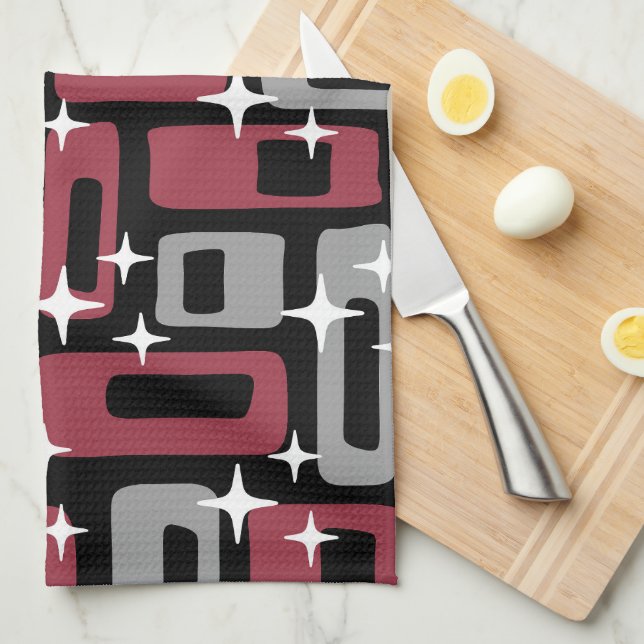 Retro Mid Century Modern Abstract Kitchen Towel (Quarter Fold)