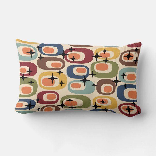 Retro Mid Century Modern Abstract Lumbar Pillow (Back)