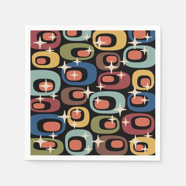 Retro Mid Century Modern Abstract Napkin (Front)