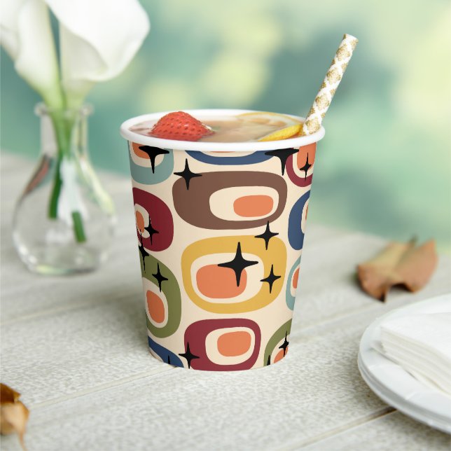 Retro Mid Century Modern Abstract Paper Cups (Insitu)