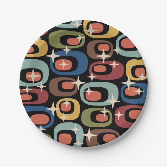 Retro Mid Century Modern Abstract Paper Plate (Front)