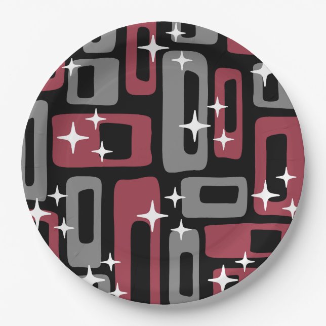 Retro Mid Century Modern Abstract Paper Plate (Front)