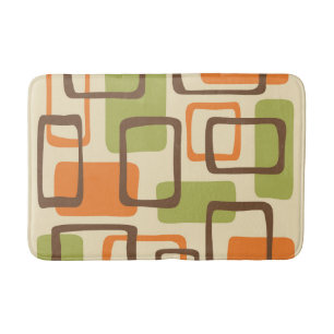 Retro Mid Century Modern Abstract Pattern Bath Mat