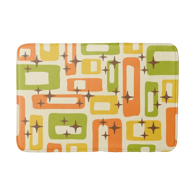 Retro Mid Century Modern Abstract Pattern Bath Mat (Front)
