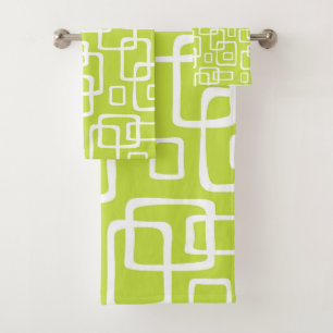 Retro Mid Century Modern Abstract Pattern Bath Towel Set