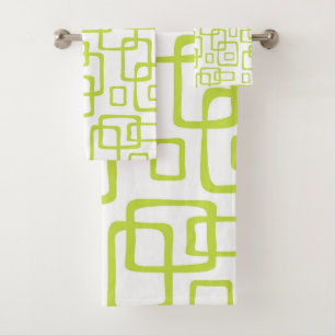 Retro Mid Century Modern Abstract Pattern Bath Towel Set
