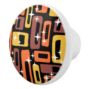 Retro Mid Century Modern Abstract Pattern Ceramic Knob