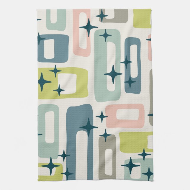 Retro Mid Century Modern Abstract Pattern Kitchen Towel (Vertical)