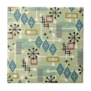 Retro Mid Century Modern Abstract Pattern Lamp Sha Tile