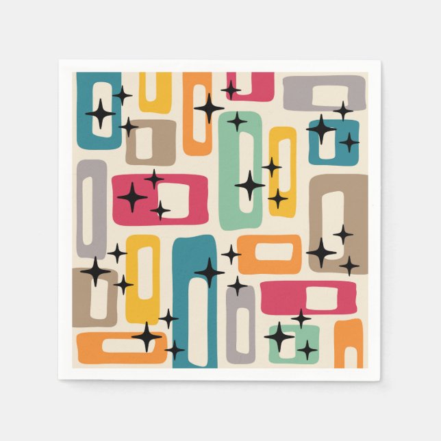 Retro Mid Century Modern Abstract Pattern Napkin (Front)