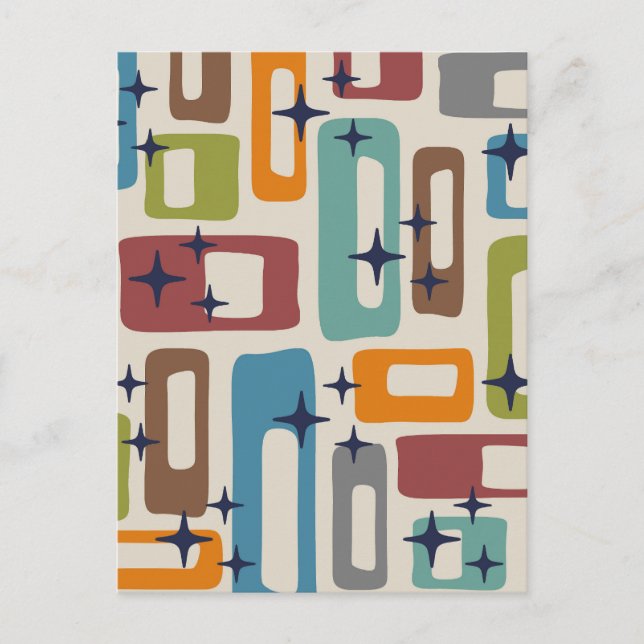 Retro Mid Century Modern Abstract Pattern Postcard (Front)