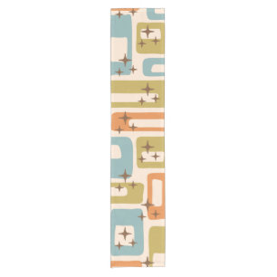 Retro Mid Century Modern Abstract Pattern Short Table Runner