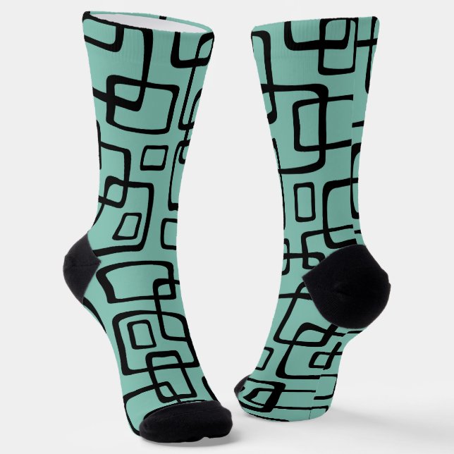 Retro Mid Century Modern Abstract Pattern Socks (Angled)