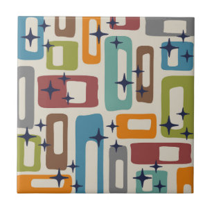 Retro Mid Century Modern Abstract Pattern Tile