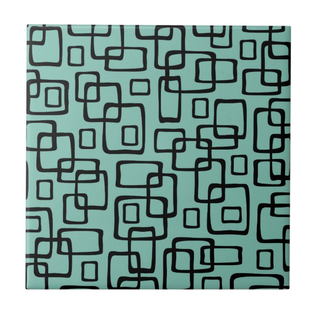 Retro Mid Century Modern Abstract Pattern Tile (Front)