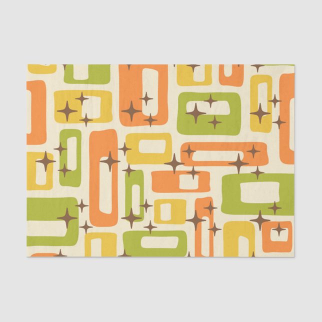 Retro Mid Century Modern Abstract Pattern Tissue Paper (Front)