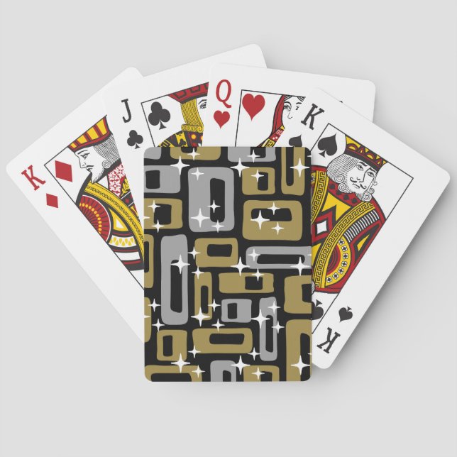 Retro Mid Century Modern Abstract Playing Cards (Back)