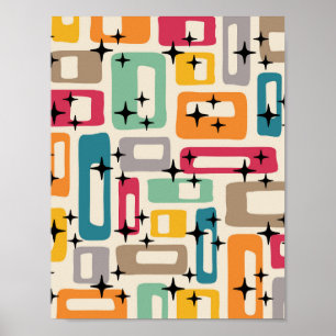 Retro Mid Century Modern Abstract Poster