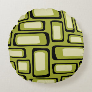 Retro Mid Century Modern Abstract Round Pillow