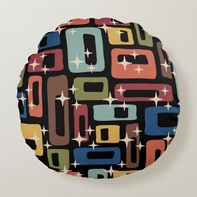 Retro Mid Century Modern Abstract Round Pillow (Front)