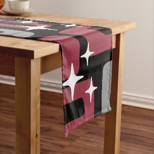 Retro Mid Century Modern Abstract Short Table Runner
