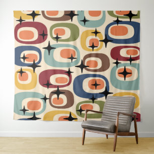 Retro Mid Century Modern Abstract Tapestry