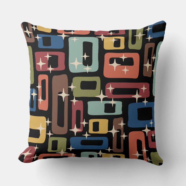 Retro Mid Century Modern Abstract Throw Pillow (Front)