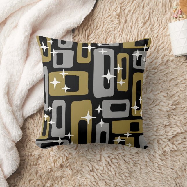 Retro Mid Century Modern Abstract Throw Pillow (Blanket)