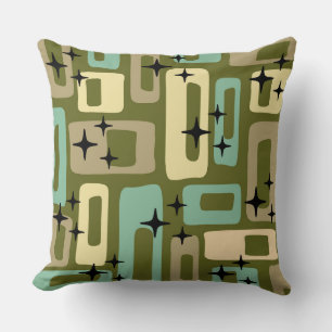 Retro Mid Century Modern Abstract Throw Pillow