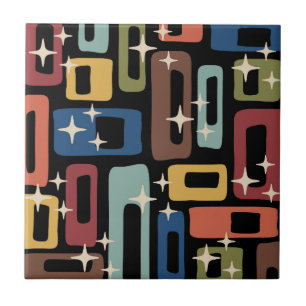 Retro Mid Century Modern Abstract Tile