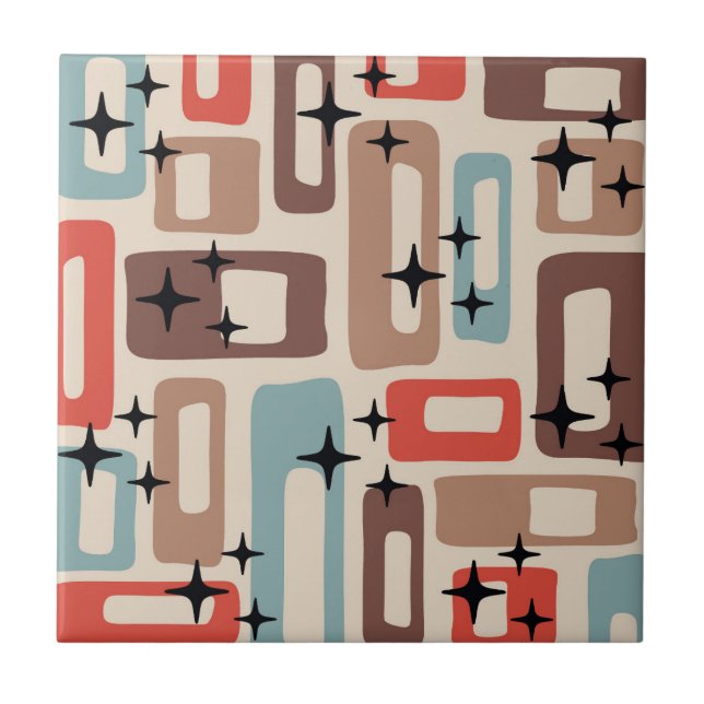 Retro Mid Century Modern Abstract Tile (Front)