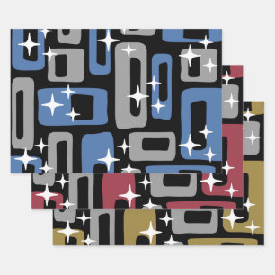 Retro Mid Century Modern Abstract Wrapping Paper Sheet
