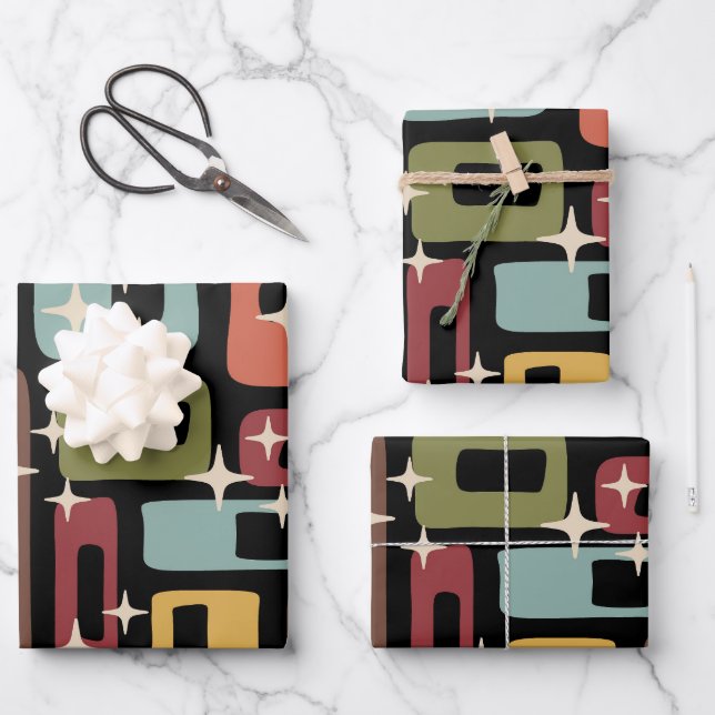 Retro Mid Century Modern Abstract Wrapping Paper Sheet (Front)