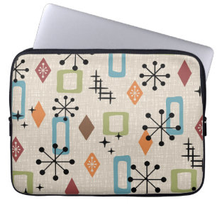 Retro Mid Century Modern Atomic Abstract Pattern Laptop Sleeve