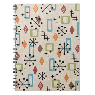 Retro Mid Century Modern Atomic Abstract Pattern Notebook