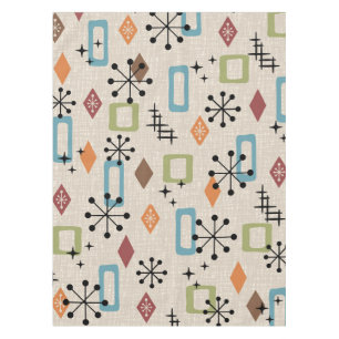Retro Mid Century Modern Atomic Abstract Pattern Tablecloth