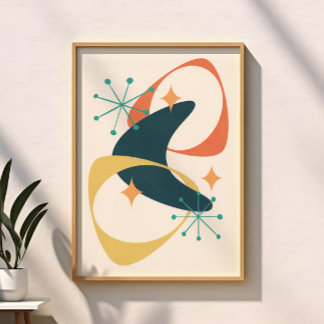 Retro Mid Century Modern Atomic Age Abstract Poster