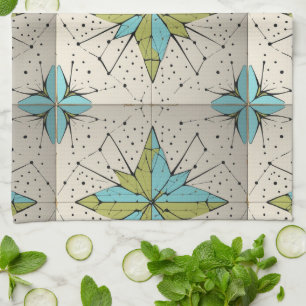 Retro Mid Century Modern Atomic Geometric Pattern Kitchen Towel