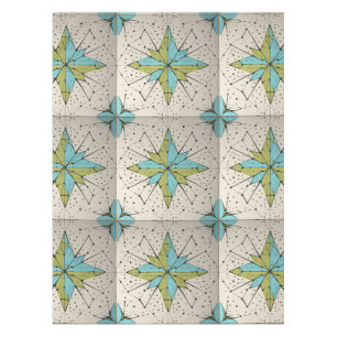 Retro Mid Century Modern Atomic Geometric Pattern Tablecloth