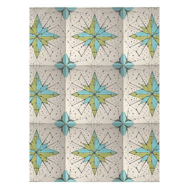 Retro Mid Century Modern Atomic Geometric Pattern Tablecloth (Front)