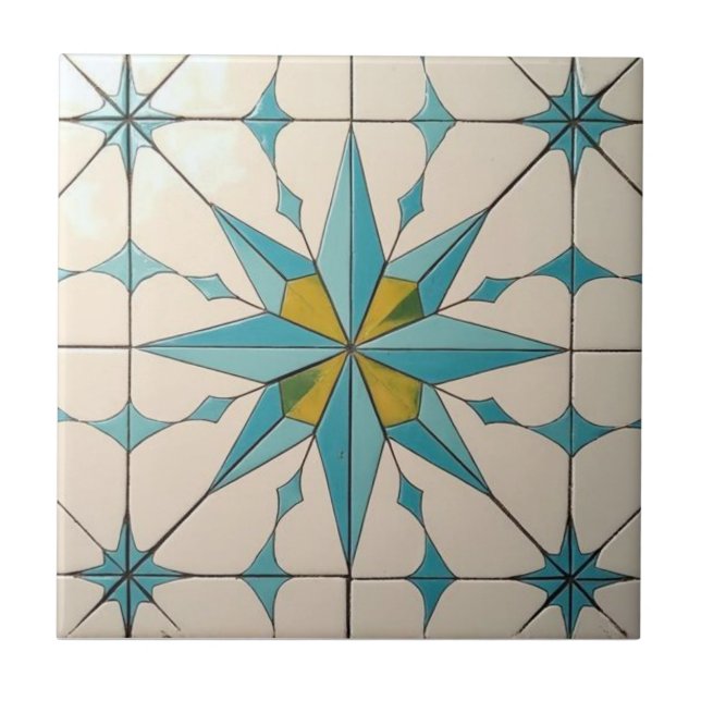 Retro Mid Century Modern Atomic Geometric Pattern Tile (Front)