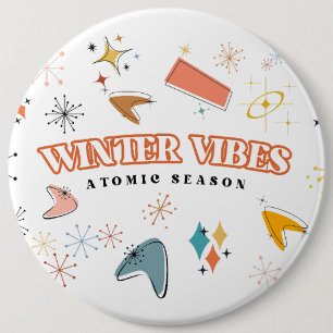 Retro Mid-Century Modern Atomic Winter Vibes 6 Inch Round Button