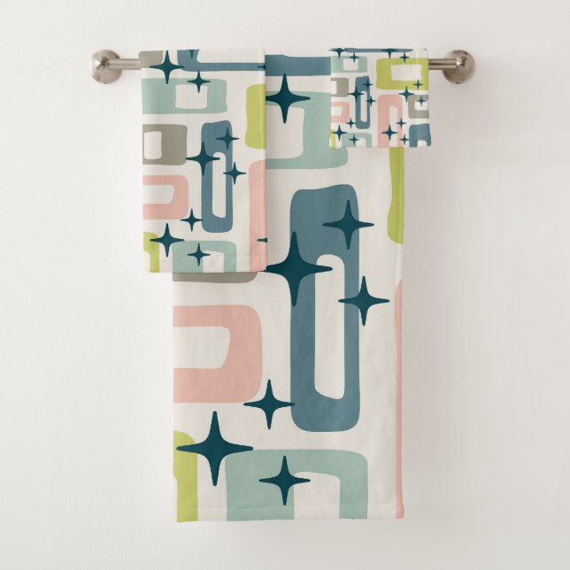 Retro Mid Century Modern Bath Towel Set (Insitu)
