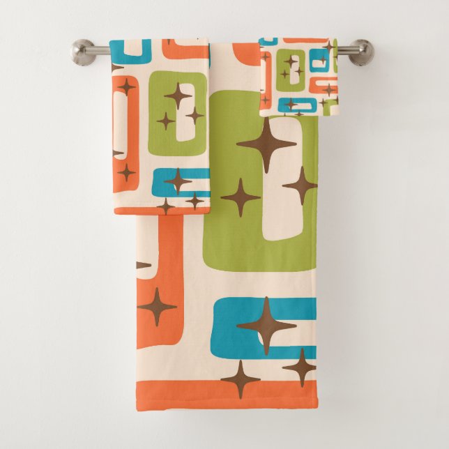 Retro Mid Century Modern Bath Towel Set (Insitu)