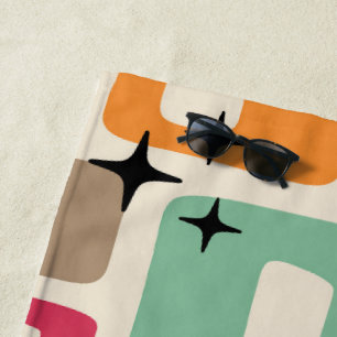 Retro Mid Century Modern Beach Towel