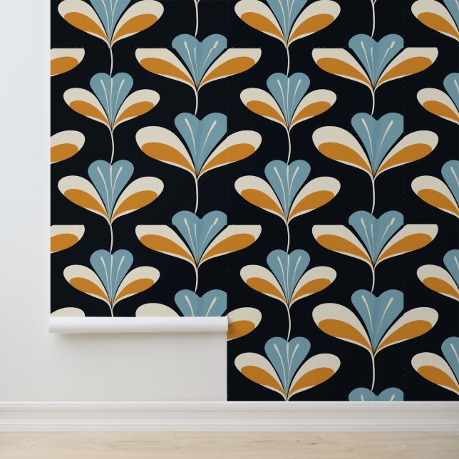 Retro Mid-Century Modern Black Background Wallpaper (Application)