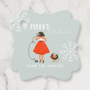Retro Mid-Century Modern Christmas Holiday Favour Tags