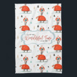 Retro Mid-Century Modern Christmas Holiday Kitchen Towel<br><div class="desc">Celebrate the season with this family Christmas tea towel featuring cheerful retro illustrations. Personalize with your family name to make it your own. Perfect gift for family and friends. Fun, festive with a vintage vibe - it's sure to spread holiday cheer throughout the season. Add your custom wording to this...</div>