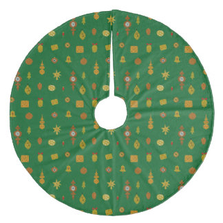 Retro Mid-Century Modern Christmas Icons  Fleece Tree Skirt