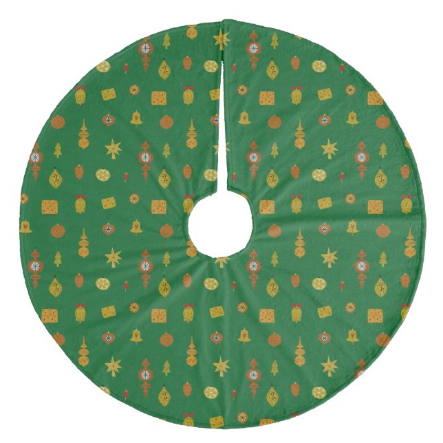 Retro Mid-Century Modern Christmas Icons  Fleece Tree Skirt (Front)
